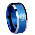 8MM Lion Beveled Blue Tungsten Mens Wedding Ring