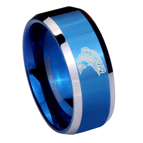 10mm-Fishing-Beveled-Edges-Blue-2-Tone-Tungsten-Men's-Engagement-Ring