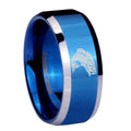 8MM Fishing Beveled Blue Tungsten Ring For Him