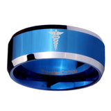 10mm-Medical-Symbol-Beveled-Edges-Blue-2-Tone-Tungsten-Men's-Engagement-Ring