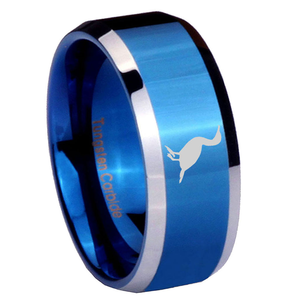 10mm Cormorant Beveled Edges Blue 2 Tone Tungsten Men's Engagement Ring