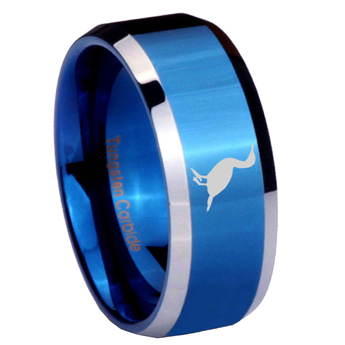 10mm Cormorant Beveled Edges Blue 2 Tone Tungsten Men's Engagement Ring