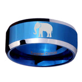 10mm-Elephant-Beveled-Edges-Blue-2-Tone-Tungsten-Men's-Engagement-Ring