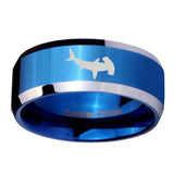 10mm-Hammerhead-Shark-Beveled-Edges-Blue-2-Tone-Tungsten-Men's-Engagement-Ring