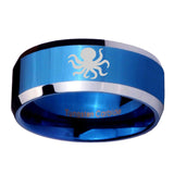 10mm-Octopus-Beveled-Edges-Blue-2-Tone-Tungsten-Men's-Engagement-Ring