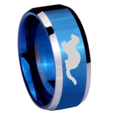 10mm Otter Beveled Edges Blue 2 Tone Tungsten Men's Engagement Ring