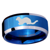 10mm Otter Beveled Edge Blue 2 Tone Tungsten Ring