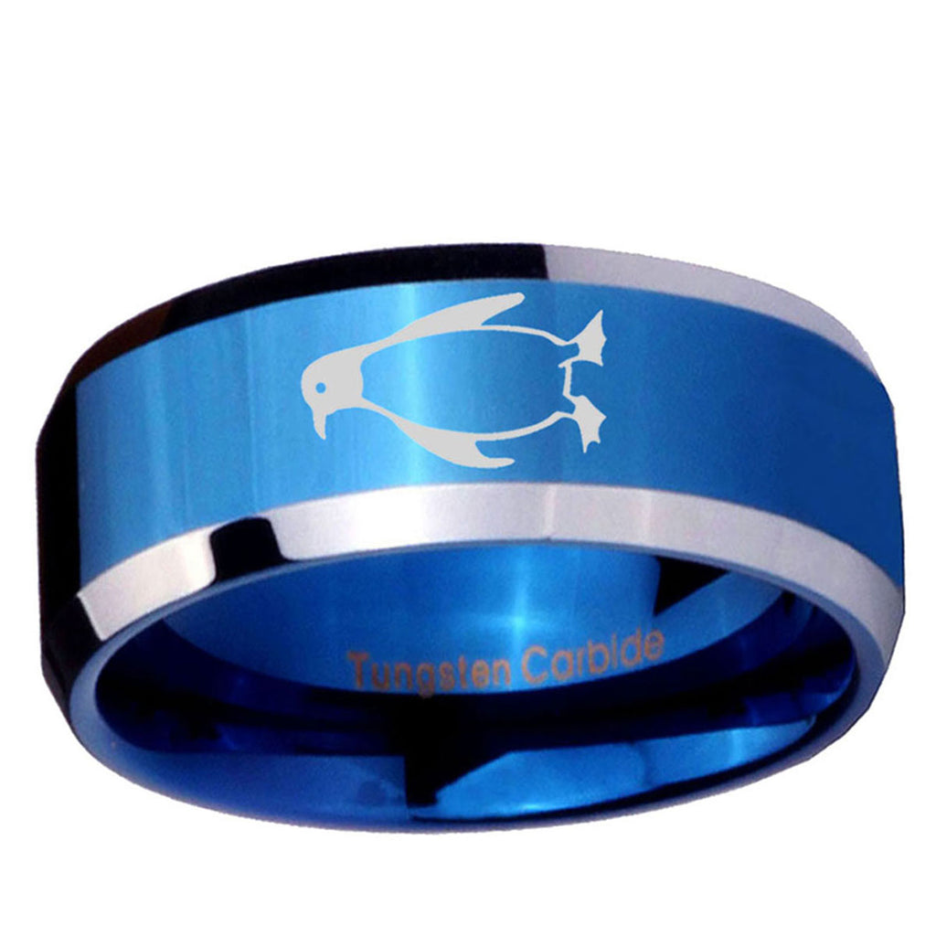 5MM Penguin Beveled Blue Tungsten Male Wedding Band