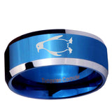 5, 8mm Penguin Beveled Edge Blue 2 Tone Tungsten Ring
