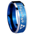 8MM Ocarina Songs Zelda Beveled Blue Tungsten Wedding Band