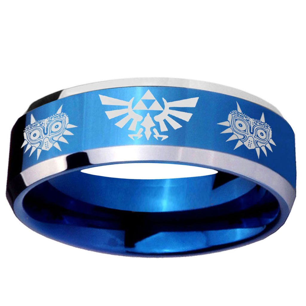 5MM Zelda Majora's Mask Beveled Blue Tungsten Wedding Band