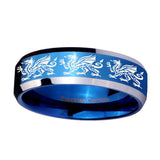 8mm-Multiple-Dragon-Beveled-Edges-Blue-2-Tone-Tungsten-Carbide-Men's-Bands-Ring