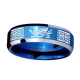 10mm-Multiple-Dragon-Celtic-Beveled-Edges-Blue-2-Tone-Tungsten-Men's-Bands-Ring