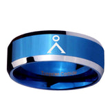 10mm-Stargate-Beveled-Edges-Blue-2-Tone-Tungsten-Carbide-Engraved-Ring