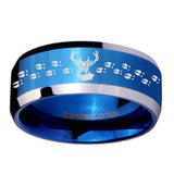 10mm-Deer-Antler-Beveled-Edges-Blue-2-Tone-Tungsten-Men's-Engagement-Ring