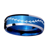 10mm-Baseball-Stitch-Beveled-Edges-Blue-2-Tone-Tungsten-Men's-Engagement-Ring