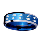 10mm-Deer-Tracks-Beveled-Edges-Blue-2-Tone-Tungsten-Carbide-Men's-Ring