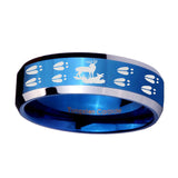 10mm-Deer-Hunting-Tracks-Beveled-Edges-Blue-2-Tone-Tungsten-Mens-Ring-Engraved