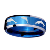 8mm-Dolphins-Beveled-Edges-Blue-2-Tone-Tungsten-Carbide-Mens-Engagement-Band