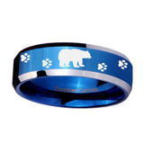10mm-Bear-and-Paw-Beveled-Edges-Blue-2-Tone-Tungsten-Carbide-Men's-Wedding-Band