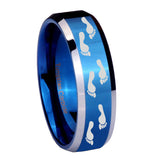 10mm-Foot-Print-Beveled-Edges-Blue-2-Tone-Tungsten-Carbide-Mens-Wedding-Ring