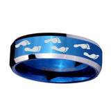 10mm-Foot-Print-Beveled-Edges-Blue-2-Tone-Tungsten-Carbide-Mens-Wedding-Ring
