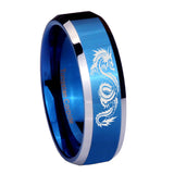 8mm-Dragon-Beveled-Edges-Blue-2-Tone-Tungsten-Carbide-Men's-Ring