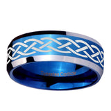 10mm-Celtic-Knot-Beveled-Edges-Blue-2-Tone-Tungsten-Men's-Engagement-Ring