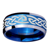 10mm-Celtic-Knot-Infinity-Love-Beveled-Edges-Blue-2-Tone-Tungsten-Men's-Engagement-Ring