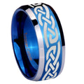 10mm Celtic Knot Infinity Love Beveled Edges Blue 2 Tone Tungsten Men's Engagement Ring
