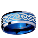 5, 8mm Celtic Knot Infinity Love Beveled Edge Blue 2 Tone Tungsten Ring