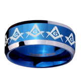 10mm-Masonic-Square-and-Compass-Beveled-Edges-Blue-2-Tone-Tungsten-Men's-Engagement-Ring