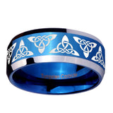 10mm-Celtic-Knot-Beveled-Edges-Blue-2-Tone-Tungsten-Men's-Engagement-Ring