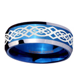 8mm-Celtic-Knot-Beveled-Edges-Blue-2-Tone-Tungsten-Men's-Engagement-Ring