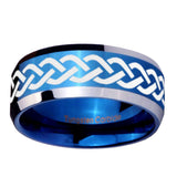 10mm-Laser-Celtic-Knot-Beveled-Edges-Blue-2-Tone-Tungsten-Men's-Engagement-Ring