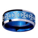 10mm-Medieval-Cross-Beveled-Edges-Blue-2-Tone-Tungsten-Men's-Engagement-Ring