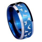 10mm-Flying-Geese-Hunting-Beveled-Edges-Blue-2-Tone-Tungsten-Men's-Engagement-Ring