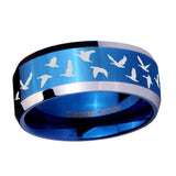 10mm-Flying-Geese-Hunting-Beveled-Edges-Blue-2-Tone-Tungsten-Men's-Engagement-Ring
