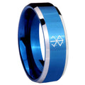 8MM Stigma Sangrando Berserk Inspired Beveled Blue Tungsten Wedding Band