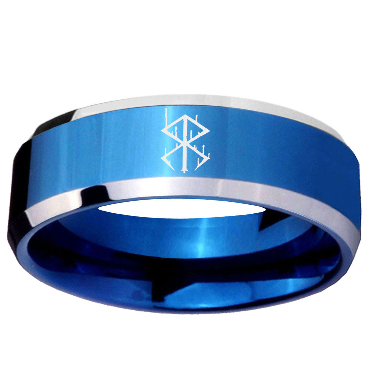 5MM Stigma Sangrando Berserk Inspired Beveled Blue Tungsten Wedding Band