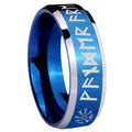8MM Viking Beveled Blue Tungsten Wedding Band