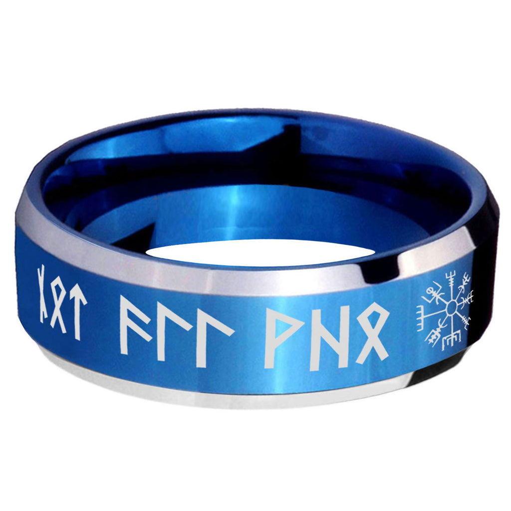 5MM Viking Beveled Blue Tungsten Wedding Band