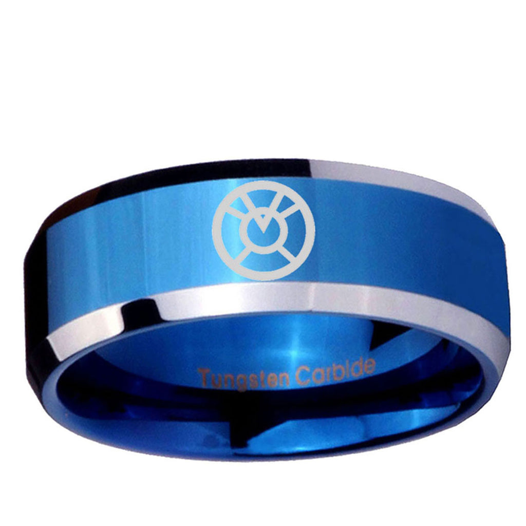 5MM Orange lantern Beveled Blue Tungsten Wedding Band