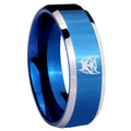 8MM Transformers Insignias Beveled Blue Tungsten Wedding Band