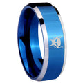 8MM Transformers Maximal Beveled Blue Tungsten Wedding Band