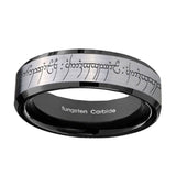 5, 8mm Lord Of The Rings Beveled Edge Black Silver  Wedding Bands For Him