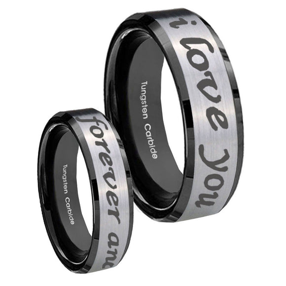8mm-I-Love-You-Forever-and-ever-Beveled-Brush-Black-2-Tone-Tungsten-Men's-Ring