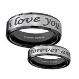 10mm-I-Love-You-Forever-and-ever-Beveled-Brushed-Silver-Black-Tungsten-Mens-Ring