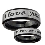 5, 8mm I Love You Forever and ever Beveled Brush Black 2 Tone Tungsten Men's Ring