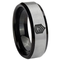 10mm Army Sergeant Major Beveled Brushed Silver Black Tungsten Custom Mens Ring